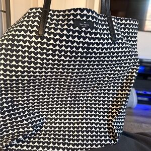 kate spade Black and White Heart-Print Canvas Tote